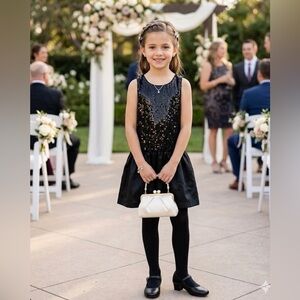 Joe fresh sequin girls dress fits 6/7 black color perfect for that special event